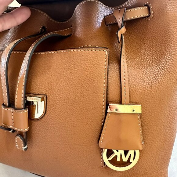 Michael Kors Romy Acorn Brown Tan Brown Pebbled Leather Medium Backpack - Picture 10 of 16